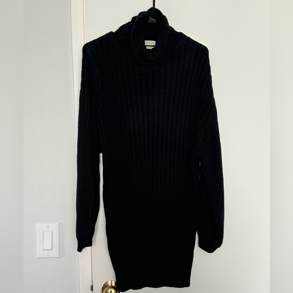 UO Ribbed Black Turtle Neck Sweater Dress